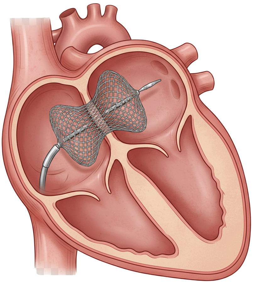 Catheter-based structural heart intervention — ASD/PFO closure procedure